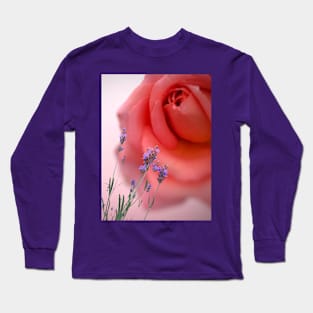 Pink rose and lavender flowers Long Sleeve T-Shirt